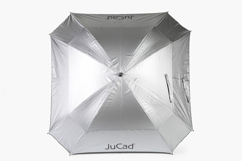 [JS3WP-SI] JuCad tuulenpitävä sateenvarjo 15 cm teleskooppivarrella, UV-suoja, hopea